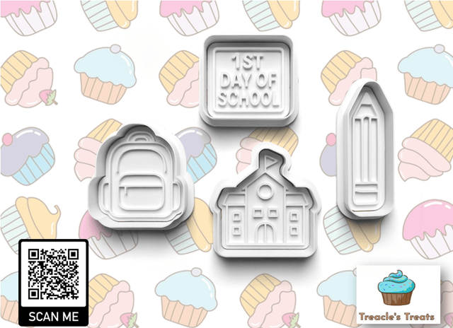 1st day of school Theme Fondant/cookie stamps with cutters