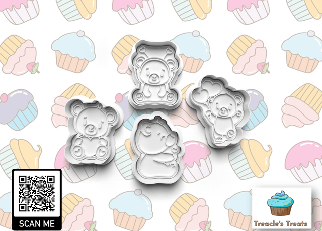 Teddy Bear Theme Fondant/cookie stamps with cutters