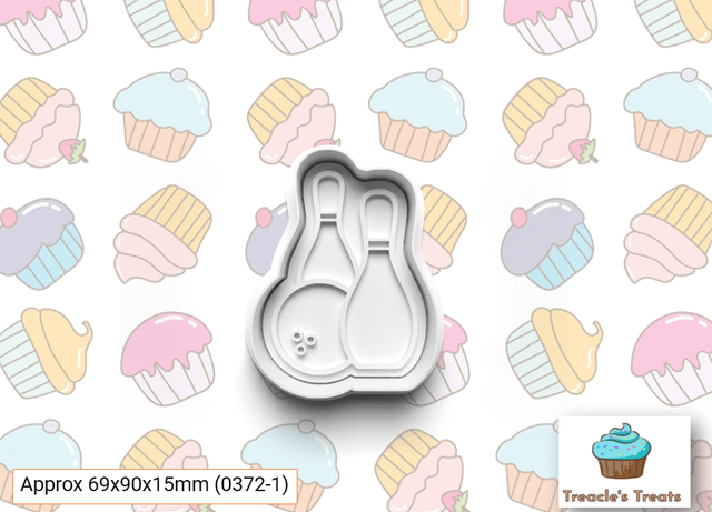 10 Pin bowling Theme Fondant/cookie stamps with cutters 