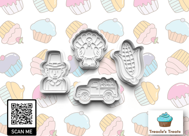 Thanksgiving Theme Fondant/cookie stamps with cutters (0733)