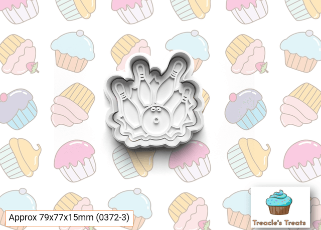 10 Pin bowling Theme Fondant/cookie stamps with cutters 