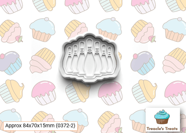 10 Pin bowling Theme Fondant/cookie stamps with cutters 