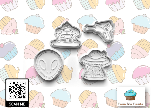 Alien theme Fondant/cookie stamps with cutters