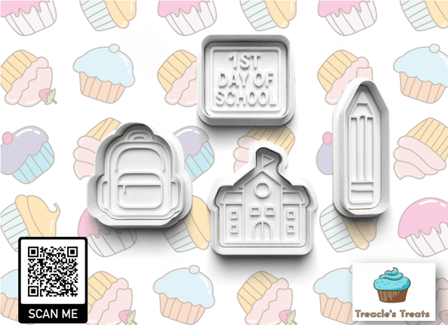 1st day of school Theme Fondant/cookie stamps with cutters