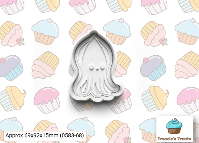 Squid Fondant/cookie stamp with cutter 