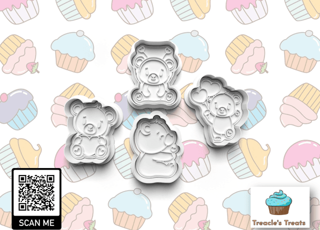 Teddy Bear Theme Fondant/cookie stamps with cutters