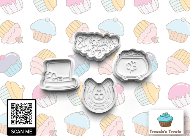 St Patricks day fondant/cookie stamps with cutters (set 2)