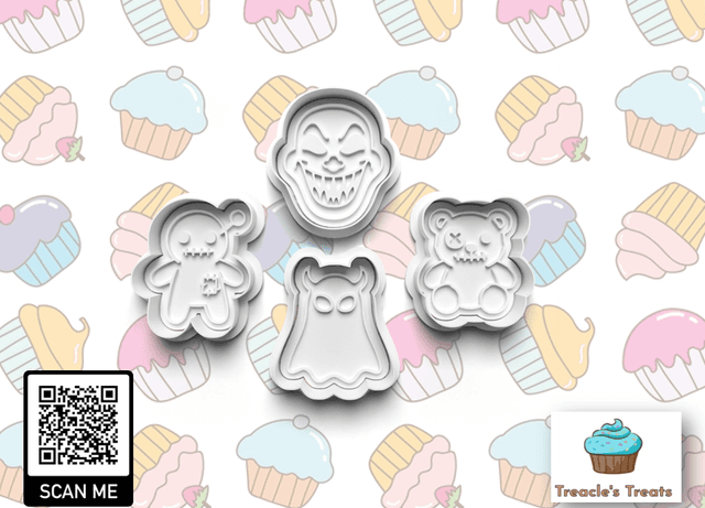 Halloween Little Monsters Fondant/cookie stamps with cutters