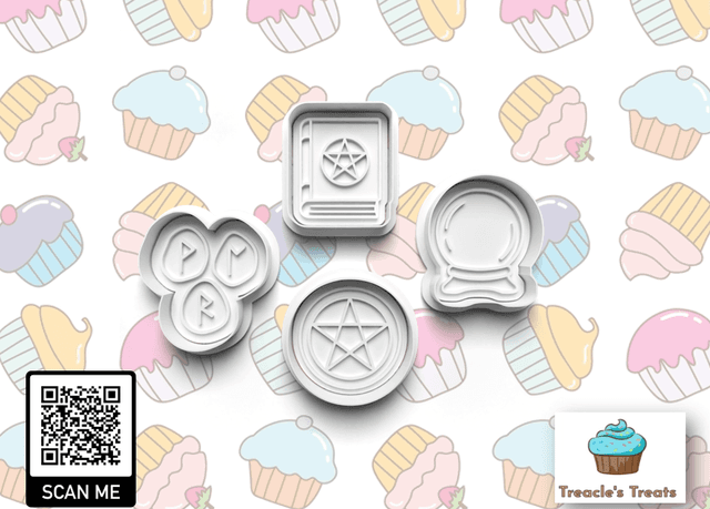 Halloween Witch Symbols Fondant/cookie stamps with cutters