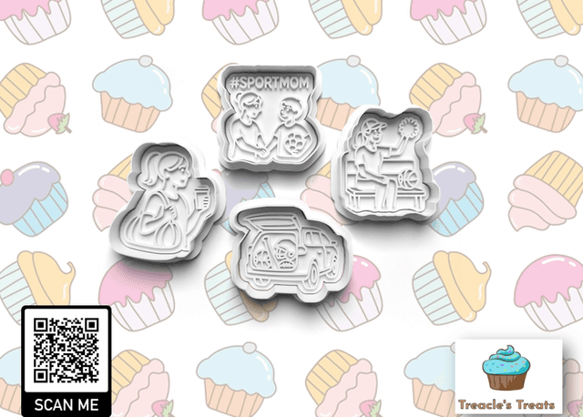 Sport mom Fondant/cookie stamps with cutters 