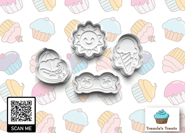 Summer Theme Fondant/cookie stamps with cutters 