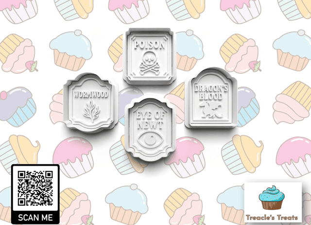Apothecary Label Fondant/cookie stamps with cutters