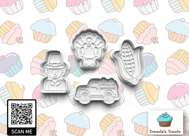 Thanksgiving Theme Fondant/cookie stamps with cutters (0733)