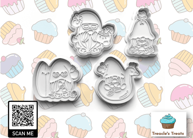Gnome Holiday theme Fondant/cookie stamps with cutters