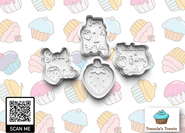 Berry First birthday Fondant/cookie stamps with cutters